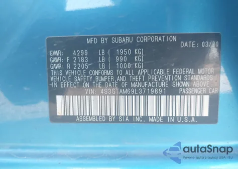 2020 Subaru Impreza Sport 5-Door from USA, damaged, VIN 4S3GTAM69L3719891